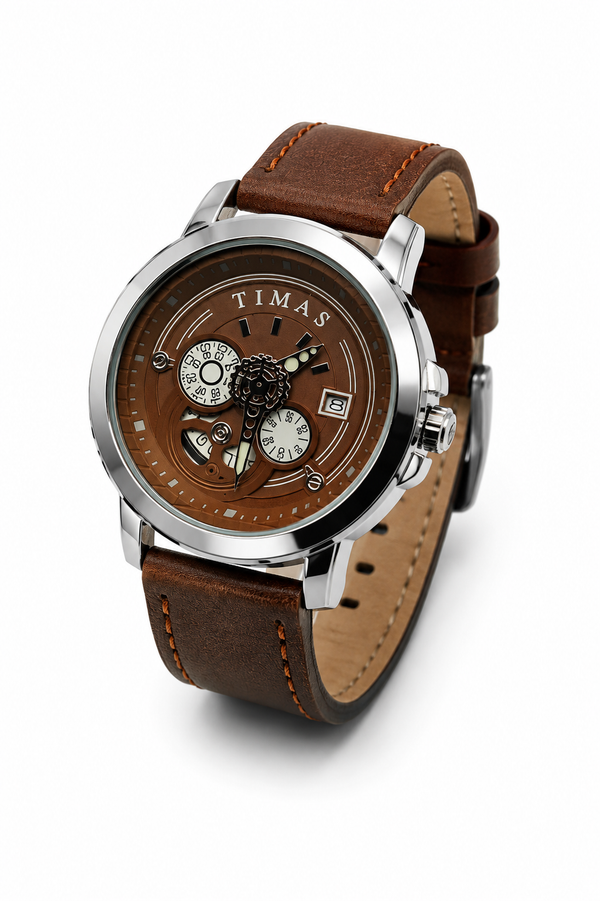 TIMAS Brown Textured Dial - With Warranty card